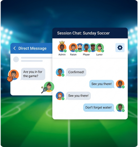 Session chat and direct messaging for sports games