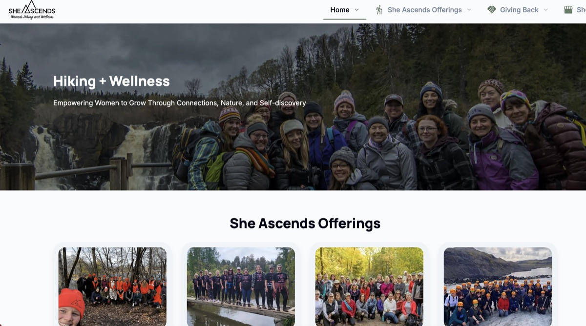 She Ascends website preview
