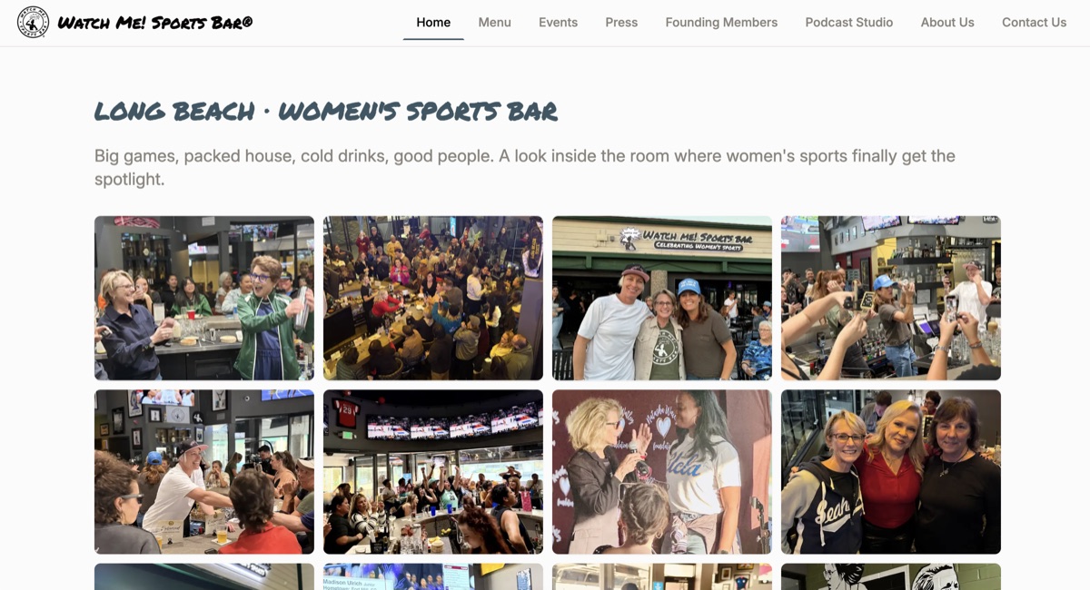 Watch Me! Sports Bar website preview